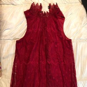 Fortune + Ivy sleeveless red lined lace top